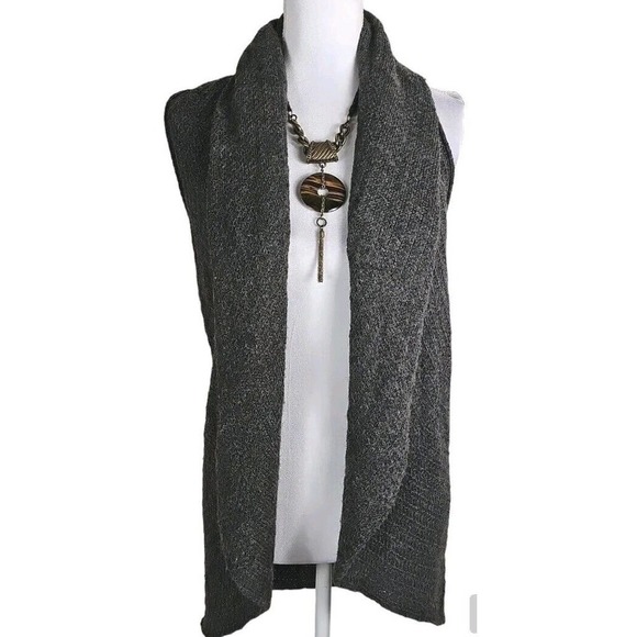 Alpaca International ~Woman One Size~ Dark Gray Open Front Alpaca/Wool Vest Knit - Picture 8 of 12